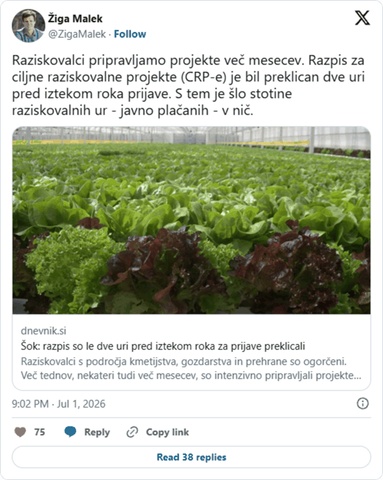 Arhiviran posnetek objave: Žiga Malek (@ZigaMalek)